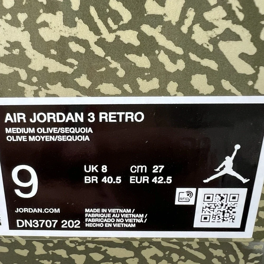 Nike Air Jordan 3 Retro Family Affair Olive Green Men's Size 9 DN3707-202 New